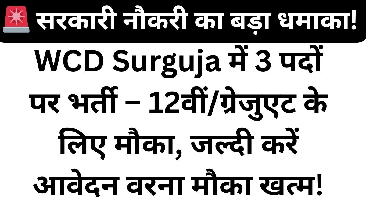 WCD Surguja Recruitment 2026