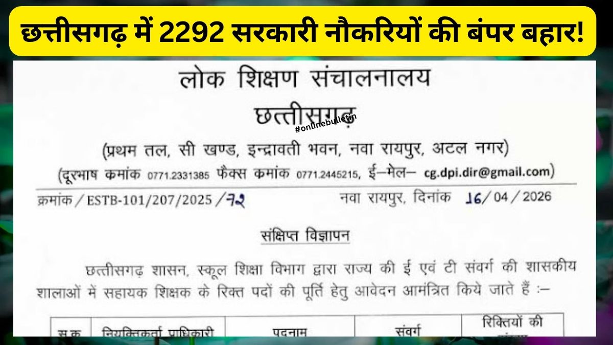 CG Assistant Teacher Recruitment 2026